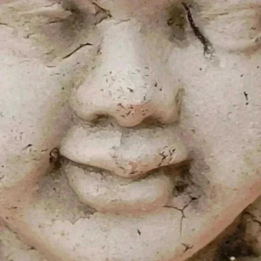 Angel Stone Carved Face Hanging Wall Plaque Antique Finish Sculpture Unpainted - Picture 3 of 8